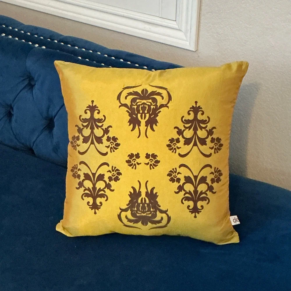Decorative Yellow and Brown Throw Pillow